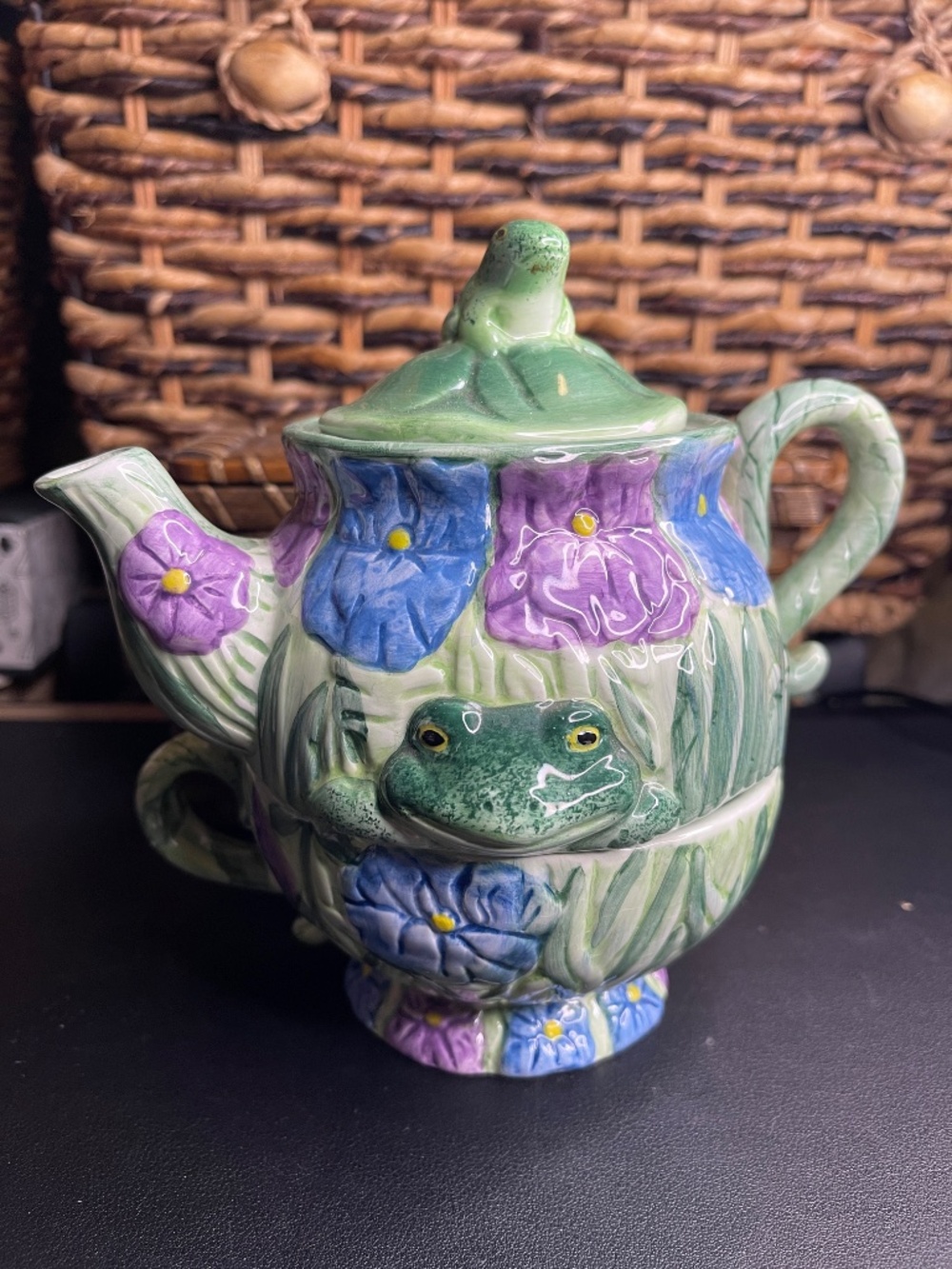 Vintage Silvestri Frog Teapot And Tea Cup by Jeanette Adams Tea Party